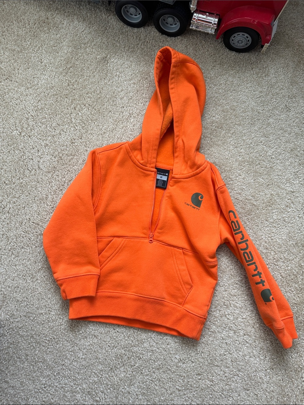 Carhartt Kids Orange Hooded Half-Zip Sweatshirt
